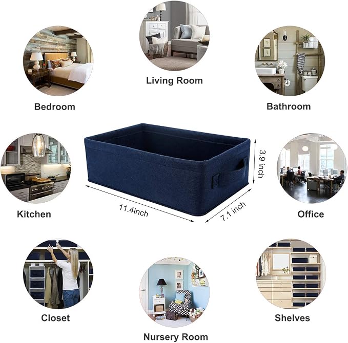 Navy Blue Storage Basket Bins Small Decorative Baskets Storage Cubes - Image 6
