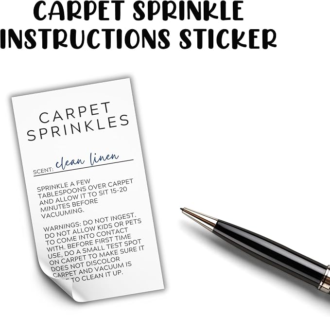 Carpet Sprinkle Freshener Instruction Stickers | 250 pc per Roll 2x3.5” - Image 4
