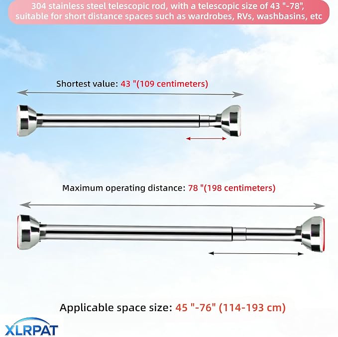 Adjustable clothesline pole, shower curtain pole, extendable metal wardrobe - Image 2