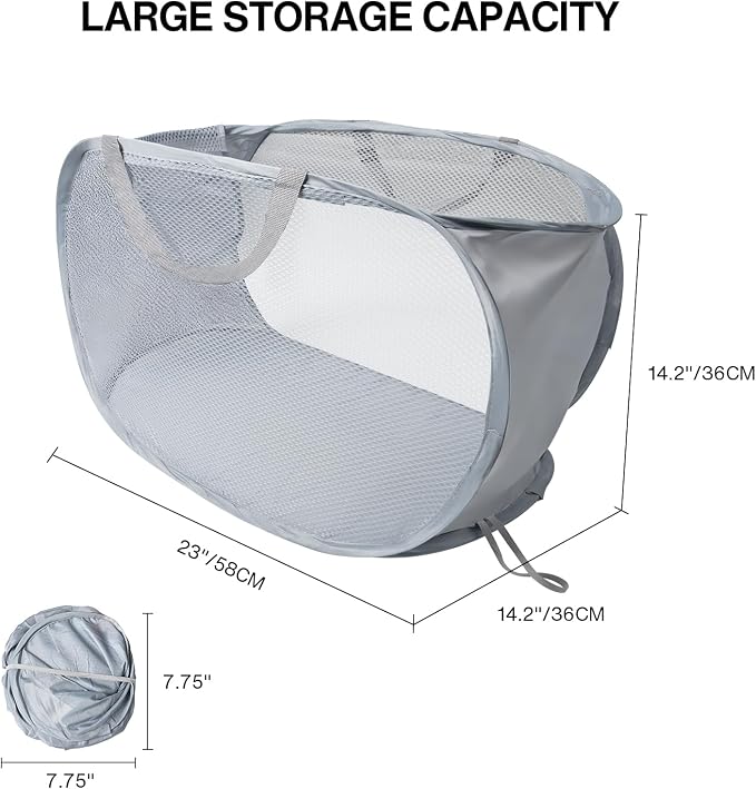 Pop Up Laundry Hamper, Large Collapsible Clothes Basket - Image 2