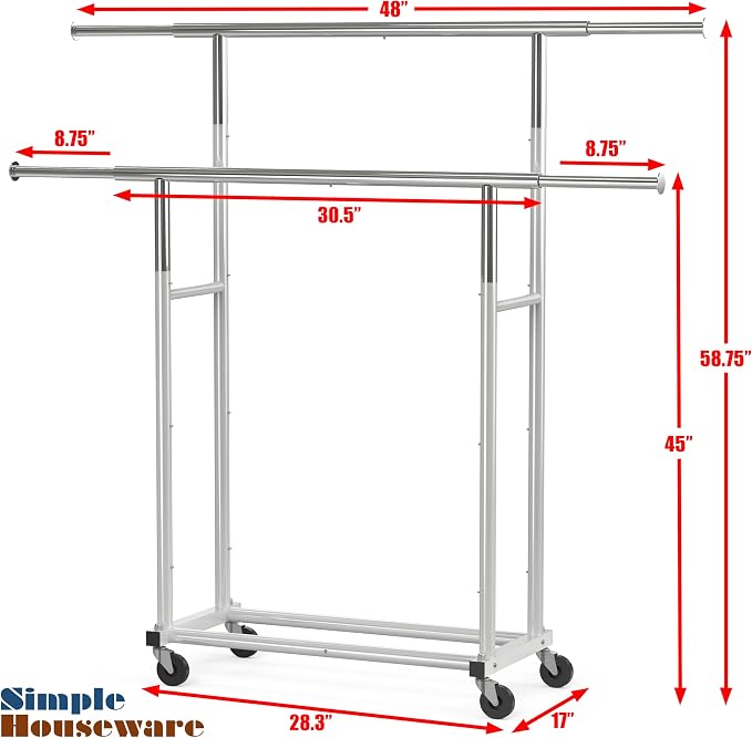 Simple Houseware Standard Double Rod Garment Rack - Image 6