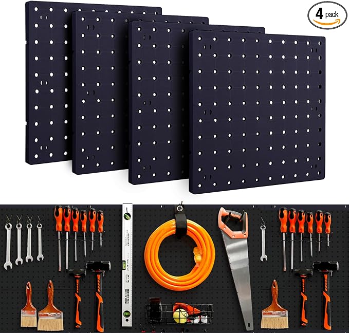 4Pcs Peg Board, ABS Pegboard for Craft Room Garage Kitchen Workshop, ABS Peg by LANSI