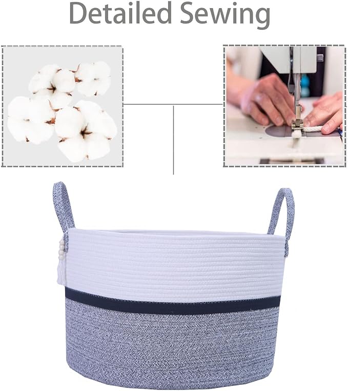 Woven Storage Basket with Handle, Nursery Hamper in Baby Nursery&Bathroom - Image 6