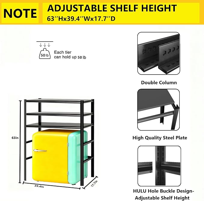 3-Tier Space Saving Refrigerator Shelf Organizer, Adjustable Metal Storage Rack - Image 3