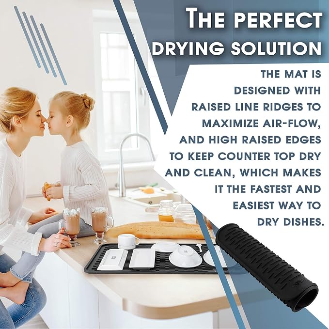 HOTPOP Medium Super Sturdy Silicone Dish Drying Mat and Trivet, Dishwasher Safe - Image 4