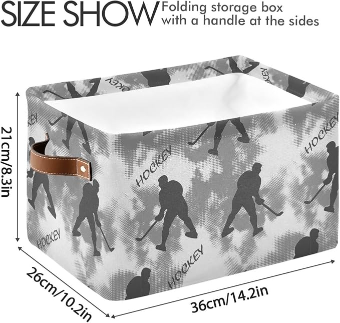 Pfrewn Storage Basket Bins Foldable Laundry Hamper Toy Hockey Player Pattern - Image 4