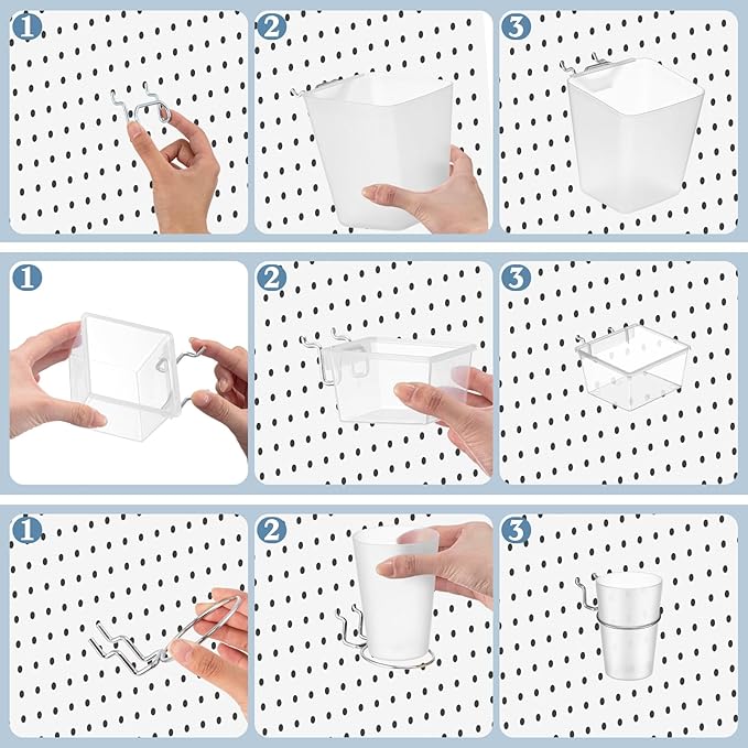 Jinei 12 Pcs Pegboard Bins and Cups - Image 3