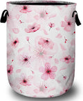 Watercolor Cherry Blossom Laundry Basket, Foldable Pink Flower Laundry Hamper by Unknown