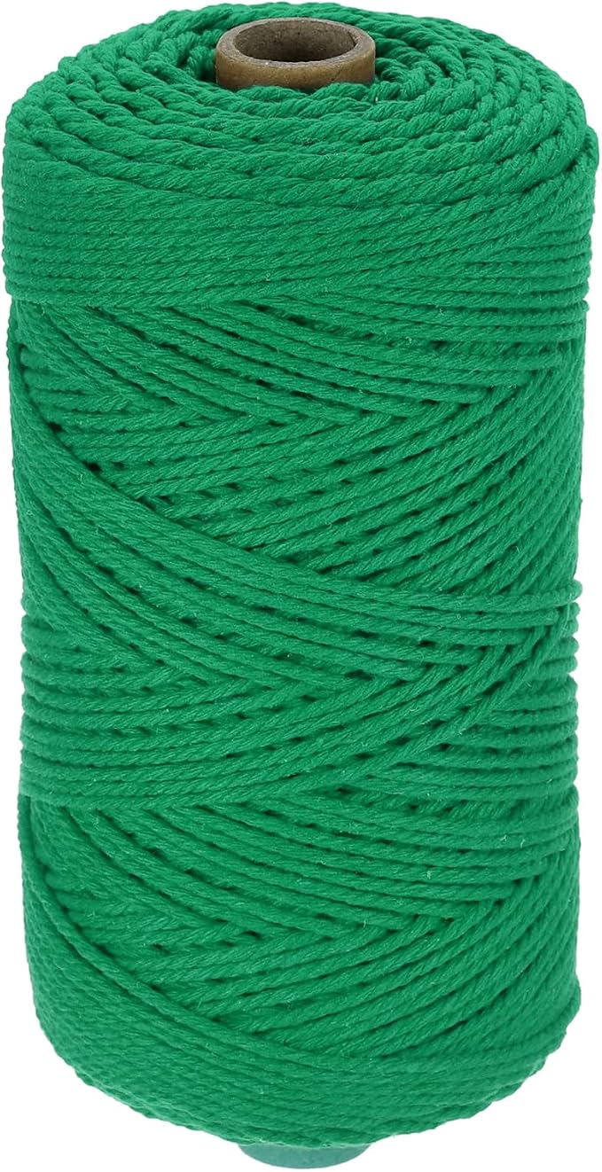 HARFINGTON Natural Macrame Cord 2mm x 220 Yards 3 Strand Twisted Cotton Macrame by HARFINGTON