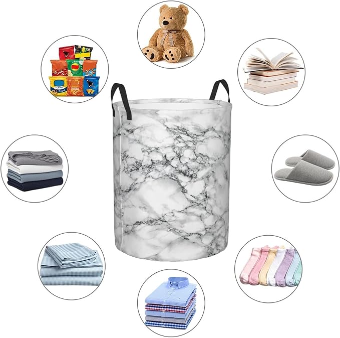 Black And White Marble Laundry Hamper Bag - Image 5