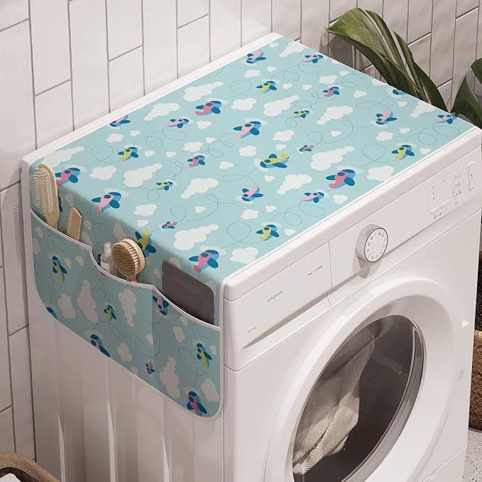 Ambesonne Plane Washing Machine Organizer, Cartoon Style Sky by Ambesonne
