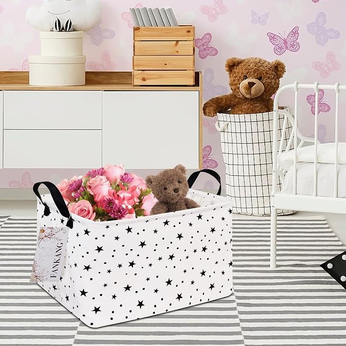 FANKANG Storage Basket, Nursery Hamper Canvas Laundry Basket Foldable - Image 3