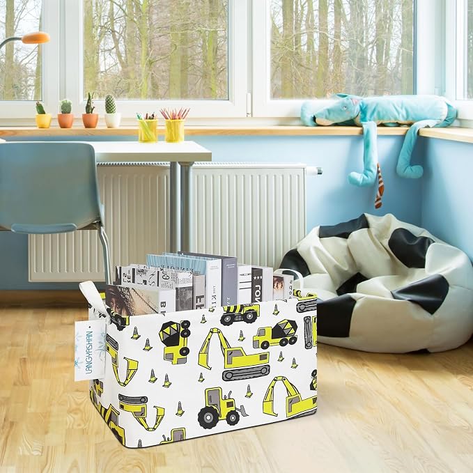LANGYASHAN Rectangular Storage Bin Collapse Canvas Fabric Cartoon Storage Basket - Image 5