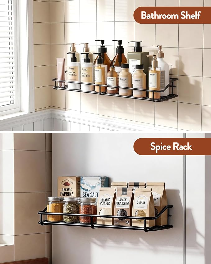 Orimade Adhesive Bathroom Shelf Organizer Shower Caddy Storage Basket Kitchen - Image 9