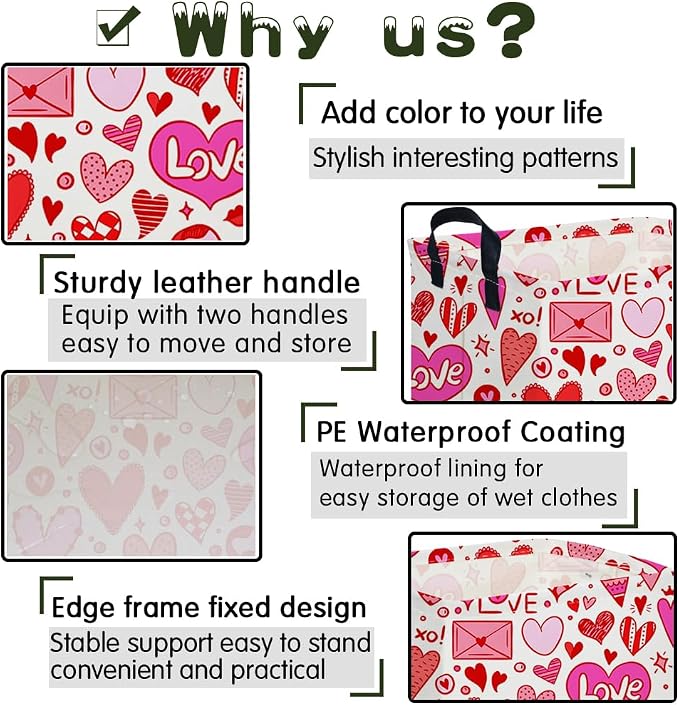 Rectangular Valentines Basket, baby Gift Basket Empty, Heart Print easter - Image 6