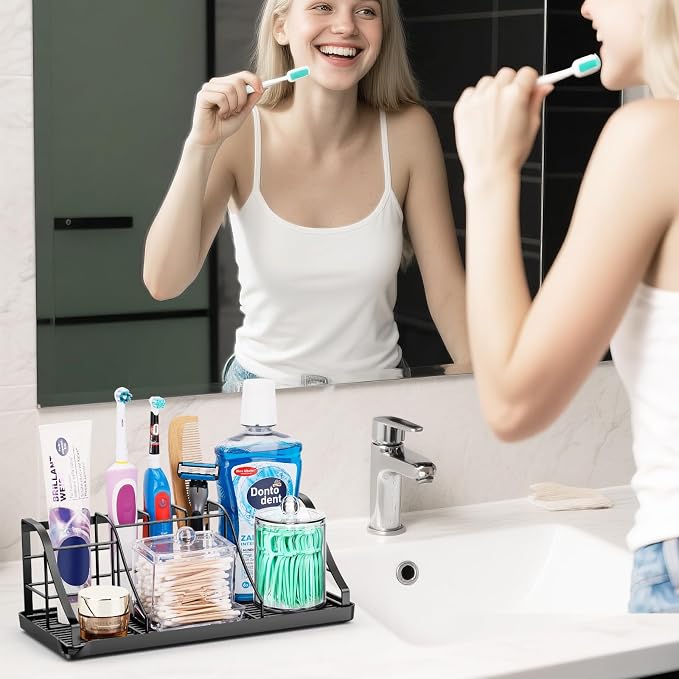 Toothbrush Holders Set with 2 Pack Qtip Holder Dispenser, Kids Electric - Image 2