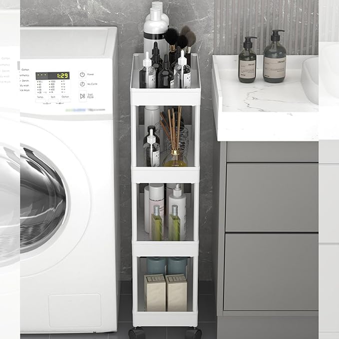 Slim Storage Cart, Bathroom Organizer Kitchen Organization Mobile Shelving Unit - Image 2