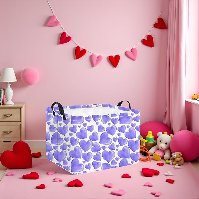 HIYAGON Rectangular Valentines Basket Fabric Storage Bin Storage Boxes - Image 4
