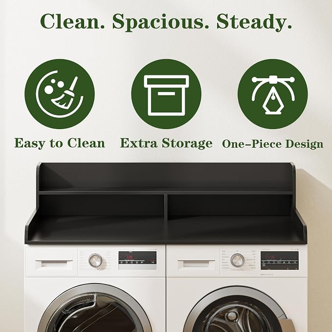 2-Tier Washer Dryer Countertop, Laundry Room Organization and Storage, 27.6" x - Image 3