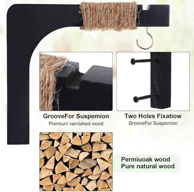 Geelin 4 Pack Wooden Plant Hanger - Image 3