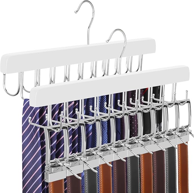 TOPIA HANGER 2 Pack 2 in 1 Belt Tie Hanger by TOPIAHANGER