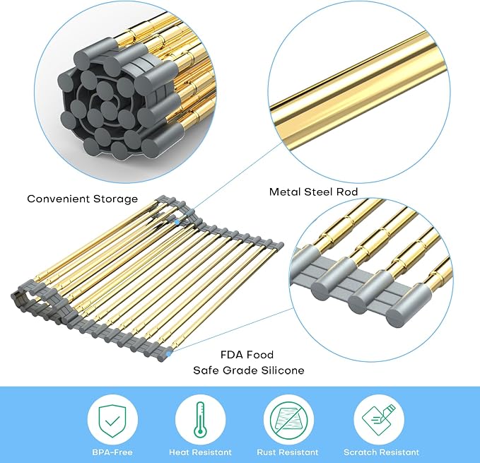 Expandable Large Draining Rack, Roll Up Heat-Resistant Dish Drainer - Image 3