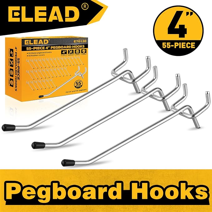 ELEAD 55-Piece 4 Inch Pegboard Hooks, Heavy Duty Peg Board Organizer Accessories - Image 7
