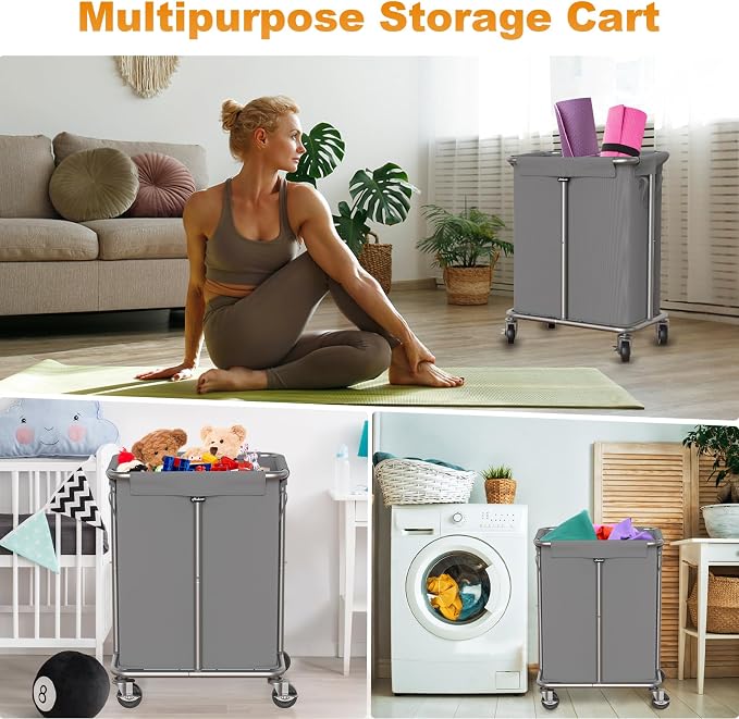Laundry Basket with Wheels, Rolling Laundry Hamper, 46 Gallons, Removable and - Image 7