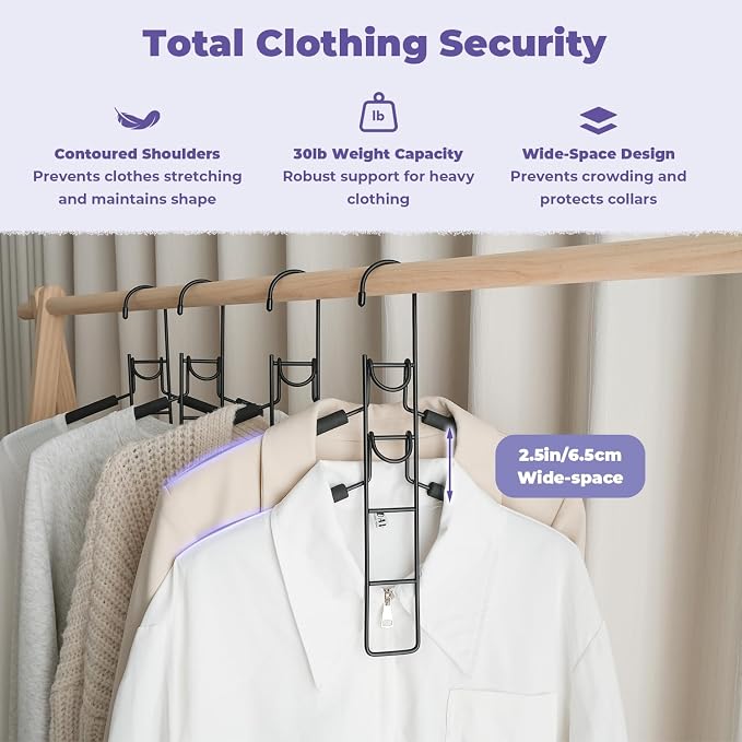Shirt Hangers Space Saving, 5 in 1 Multi Layer Clothes Hanger - Image 6