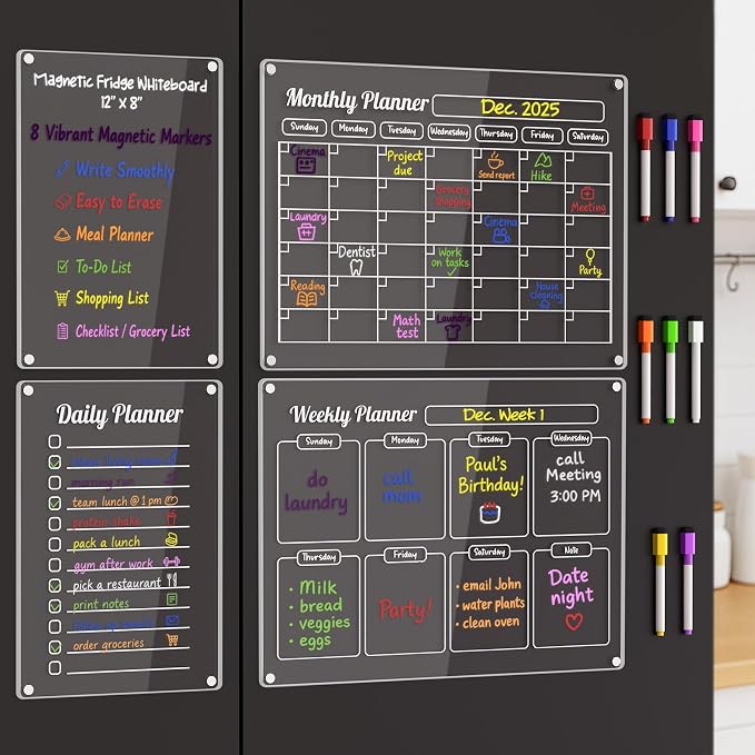 Grtard Acrylic Fridge Calendar Dry Erase Board by Grtard