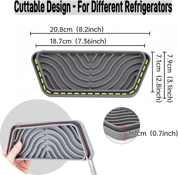 2 Pack Refrigerator Drip Tray, Cuttable Protector Fridge Drip Tray, Silicone - Image 3