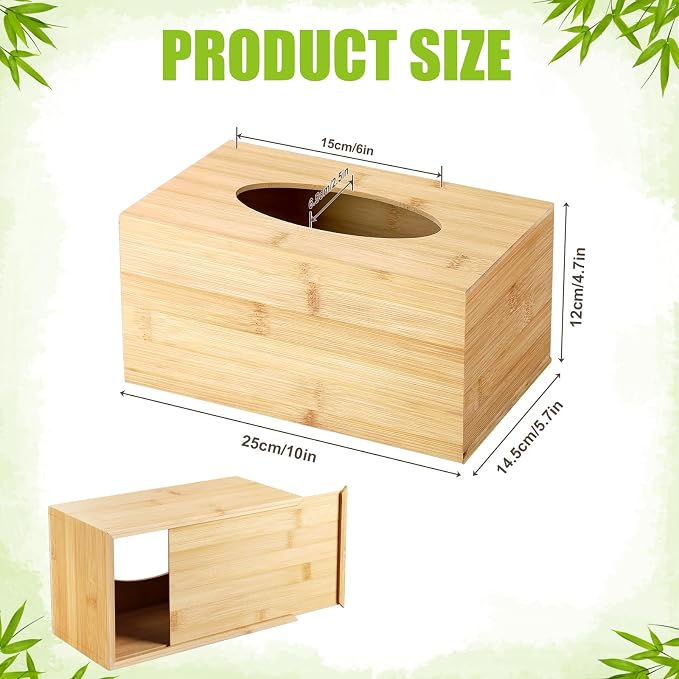 Rectangular Tissue Box Cover, Bamboo Tissue Box Cover Rectangle Tissue Box - Image 2