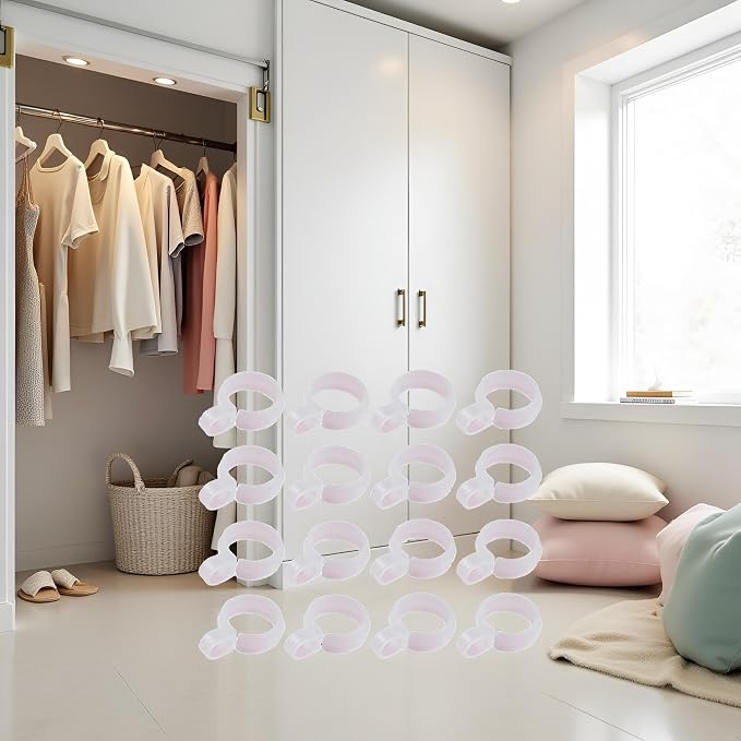 50 Pcs White Plastic Windproof Hanger Hooks Clothes Hanger Buckle Clip Laundry - Image 8