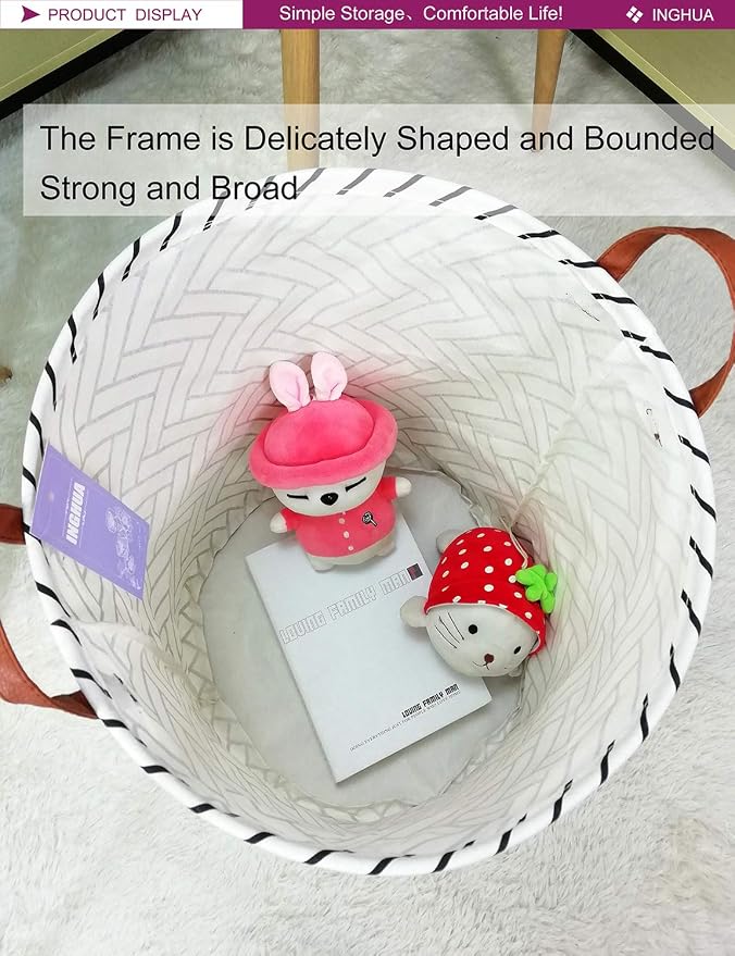 Laundry Hamper Large Canvas Fabric Lightweight Storage Basket/Toy - Image 3