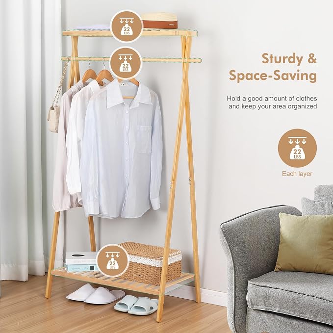 Bamboo Clothing Garment Rack - Image 6