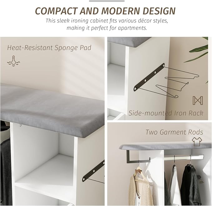 Rolling Ironing Board with Storage Cabinet, Tabletop Ironing Board - Image 5