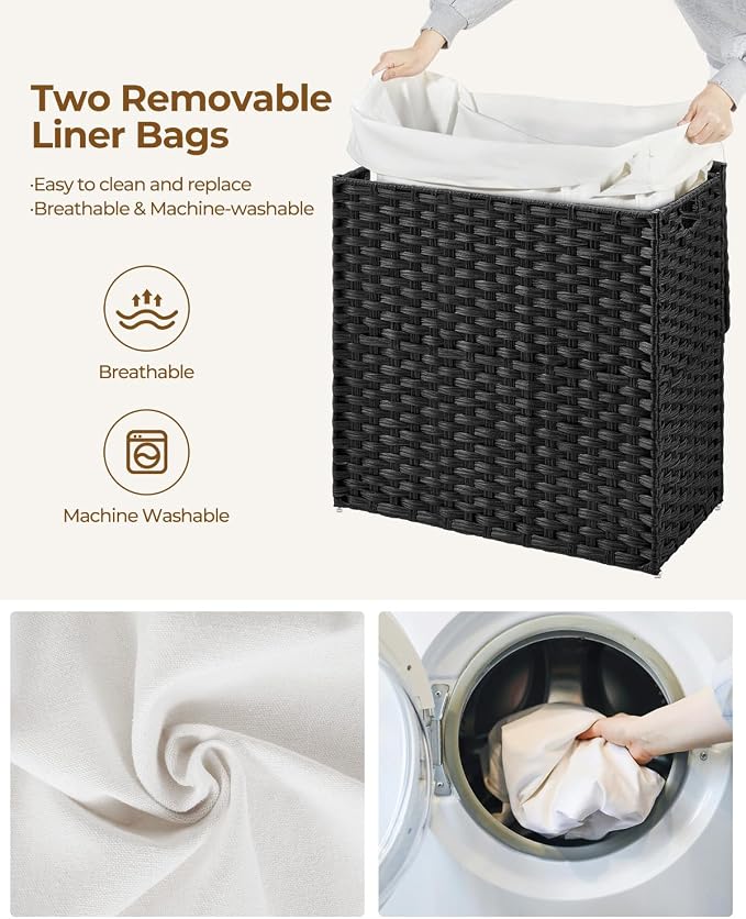 Greenstell Laundry Hamper with Lid, 125L Laundry Basket with 2 Removable Liner - Image 4