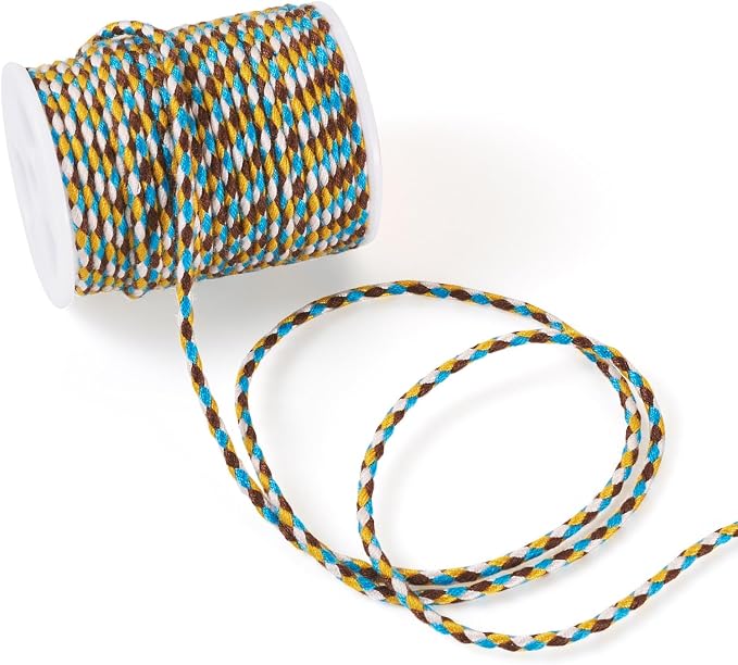 1.5 mm Braided Cotton Cord Macrame Metallic Colorful Thread 4-Ply Twisted - Image 7