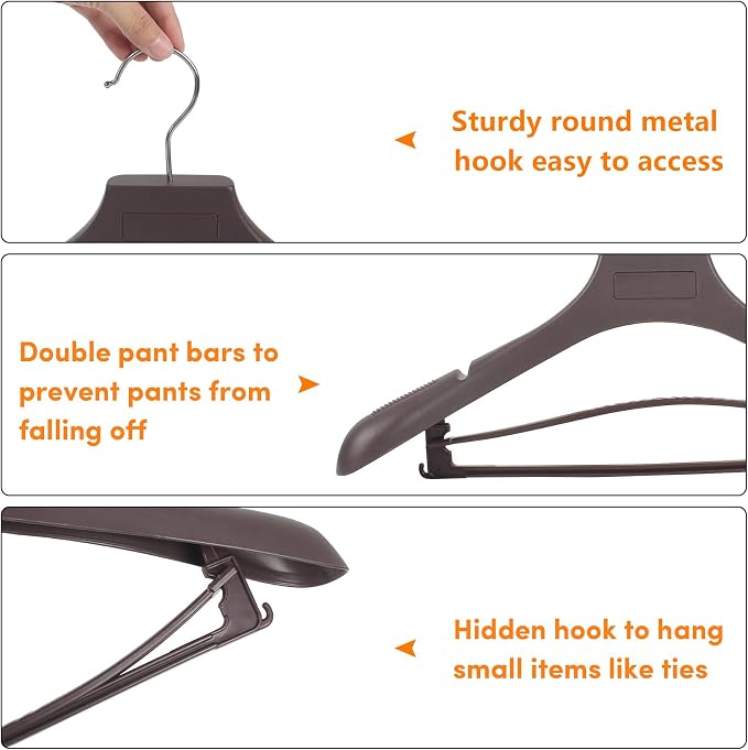 DEDU Suit Hangers for Men 20 Pack, Thick Plastic - Image 3