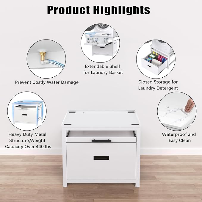 GDLF Washer Dryer Pedestal, 24.1" Laundry Pedestal - Image 5