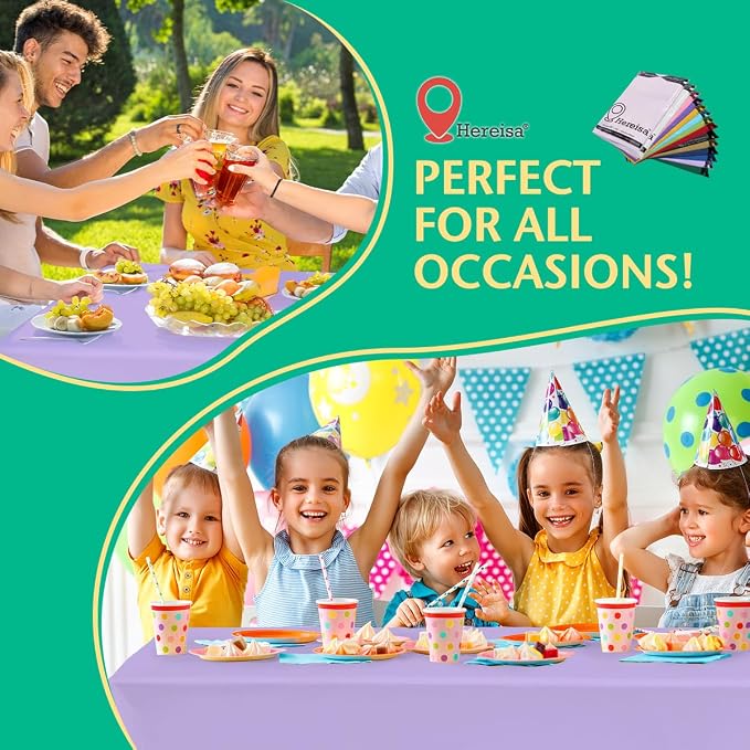 Disposable Lavender Plastic Tablecloth 54x108 Inch, 10-Count Waterproof - Image 7