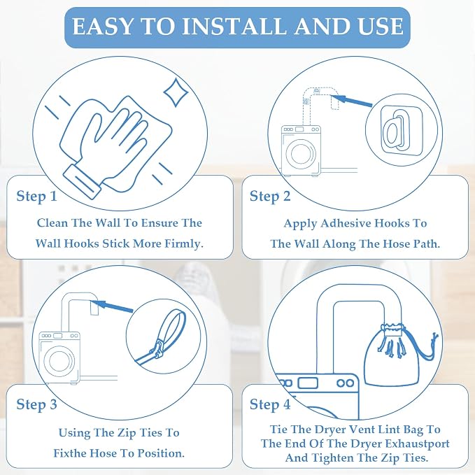 4 Pack Dryer Vent Lint Catcher Bags, Lint Trap Catcher - Image 6