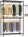 Heavy Duty Rolling Garment Rack, 3 Tiers Wire Shelves Adjustable Freestanding by EXGLOBOL