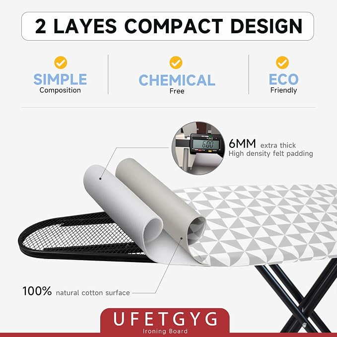 Ironing Board with Silicone Iron Rest pad, Extra Thick Cover, 14x54 Compact and - Image 5