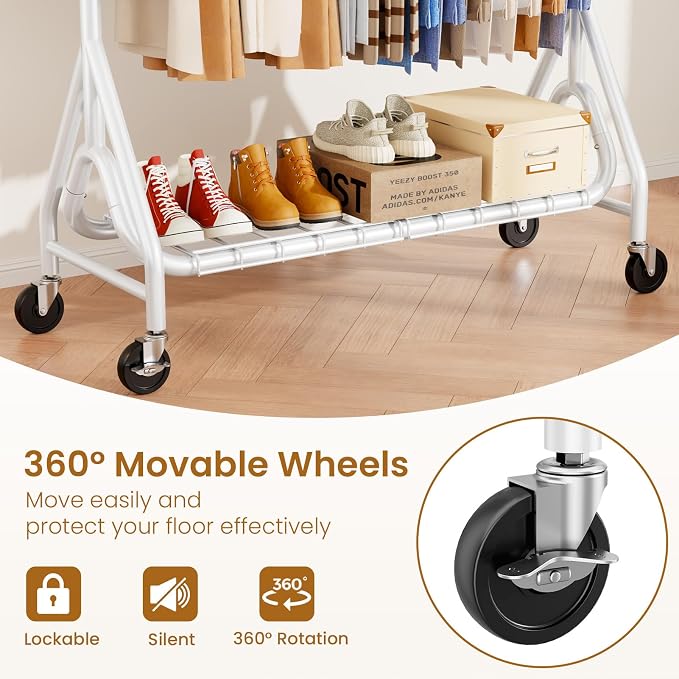 Heavy Duty Clothes Rack for Hanging Clothes, Double Rods Clothing Rack - Image 6