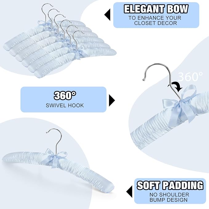 Jetec 12 Pieces Satin Padded Hangers - Image 3