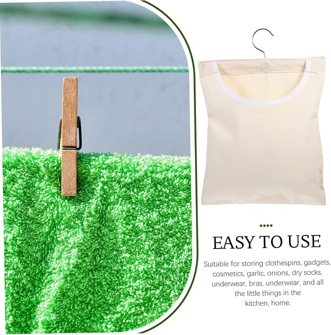 ABOOFAN Hanging Clothespin Bag Hook Portable Laundry Storage Bag - Image 7