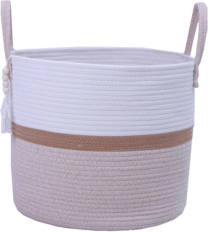 Woven Storage Basket with Handle, Nursery Hamper in Baby Nursery&Bathroom by HXYUANDAHOMEDECORATION