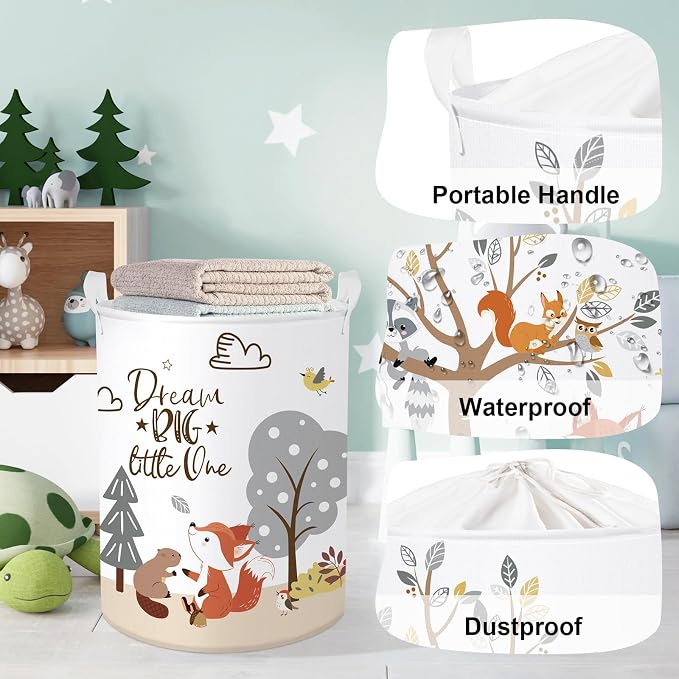Forest Animals Laundry Hamper Woodland Tree Large Storage Basket Parents - Image 4