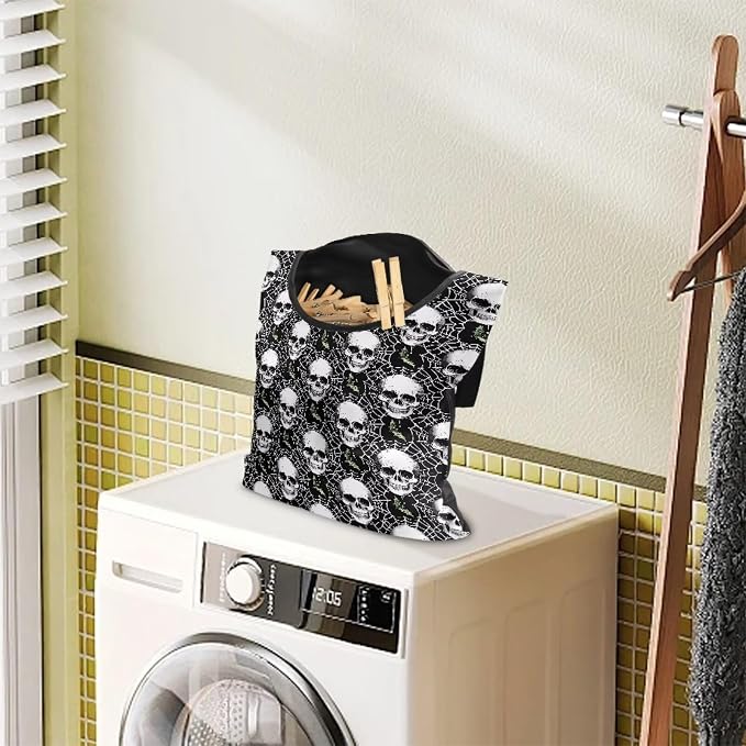 Skull Hanging Clothes Pin Bag Clothespin Storage Organizer Large Capacity - Image 2